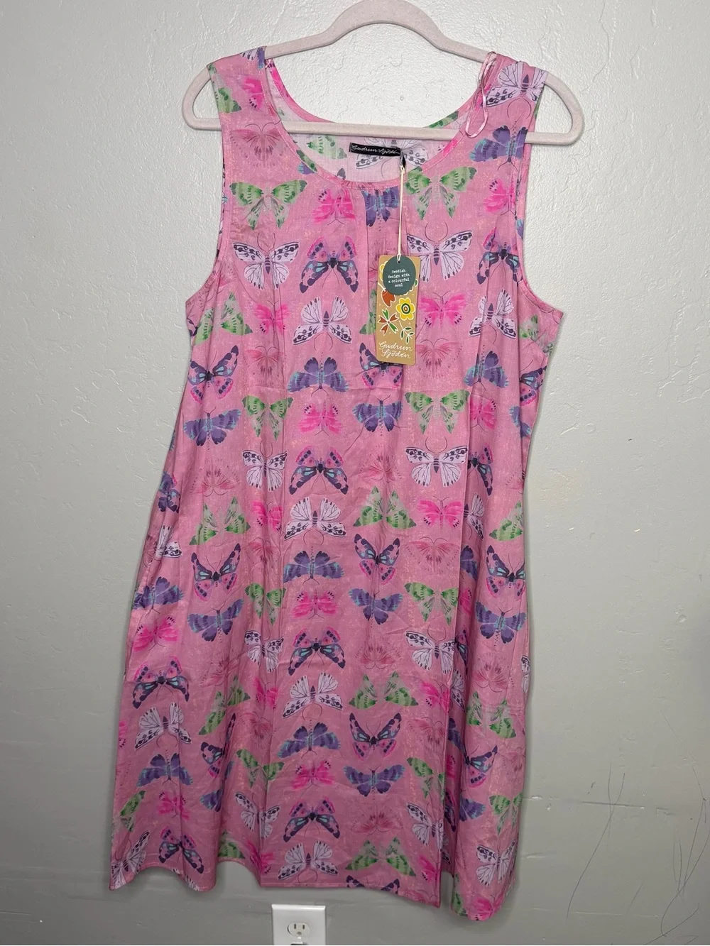 Gudrun Sjöden Fjäril Dress Organic Cotton Sleeveless Butterfly Printed Maxi Midi